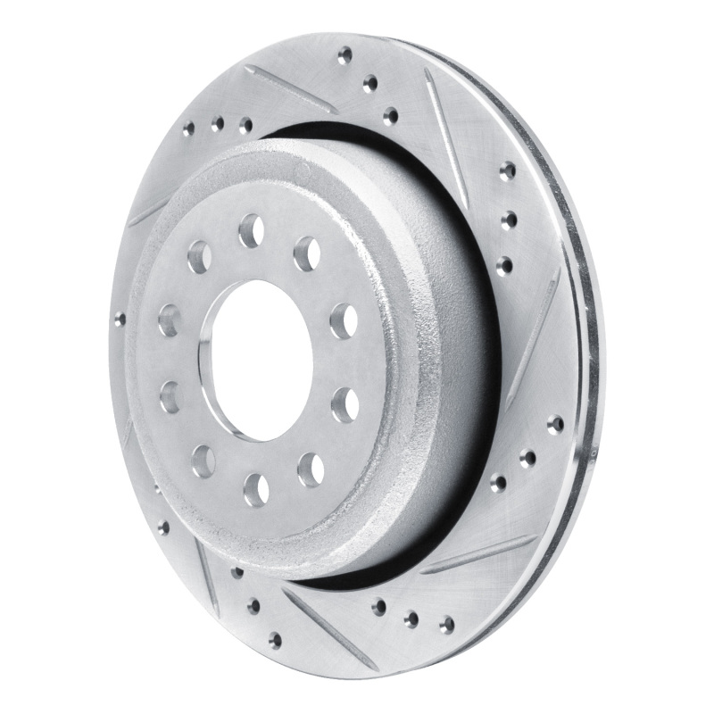 Lincoln Town Car Brake Rotor (1) - Rear Right - R1 Concepts - Drilled & Slotted - Silver - `03-`11